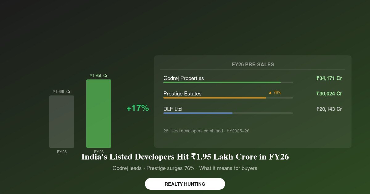 India's Listed Developers Hit ₹1.95 Lakh Crore in FY26 Pre-Sales — What It Means for Buyers