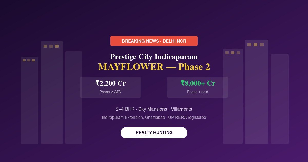 Prestige City Indirapuram Phase 2 — Mayflower: ₹2,200 Crore Launch in Ghaziabad You Should Know About