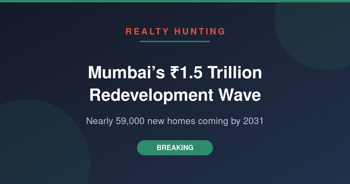Mumbai's ₹1.5 Trillion Redevelopment Wave: Nearly 59,000 New Homes Coming by 2031