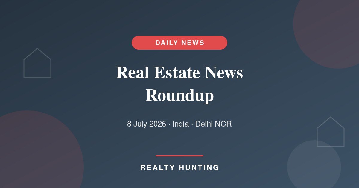 Real Estate News Roundup — 8 July 2026: Delhi Colonies Regularised, YEIDA Plots, Record Q2 Investments