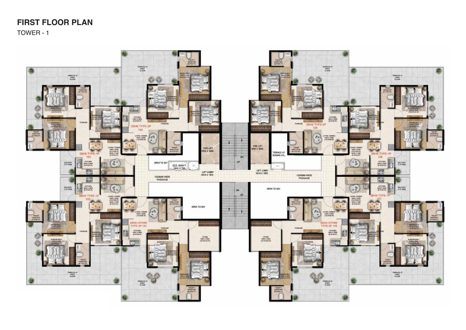 Anantya Sector 110A Faridabad floor plan — First floor plan — Tower 1