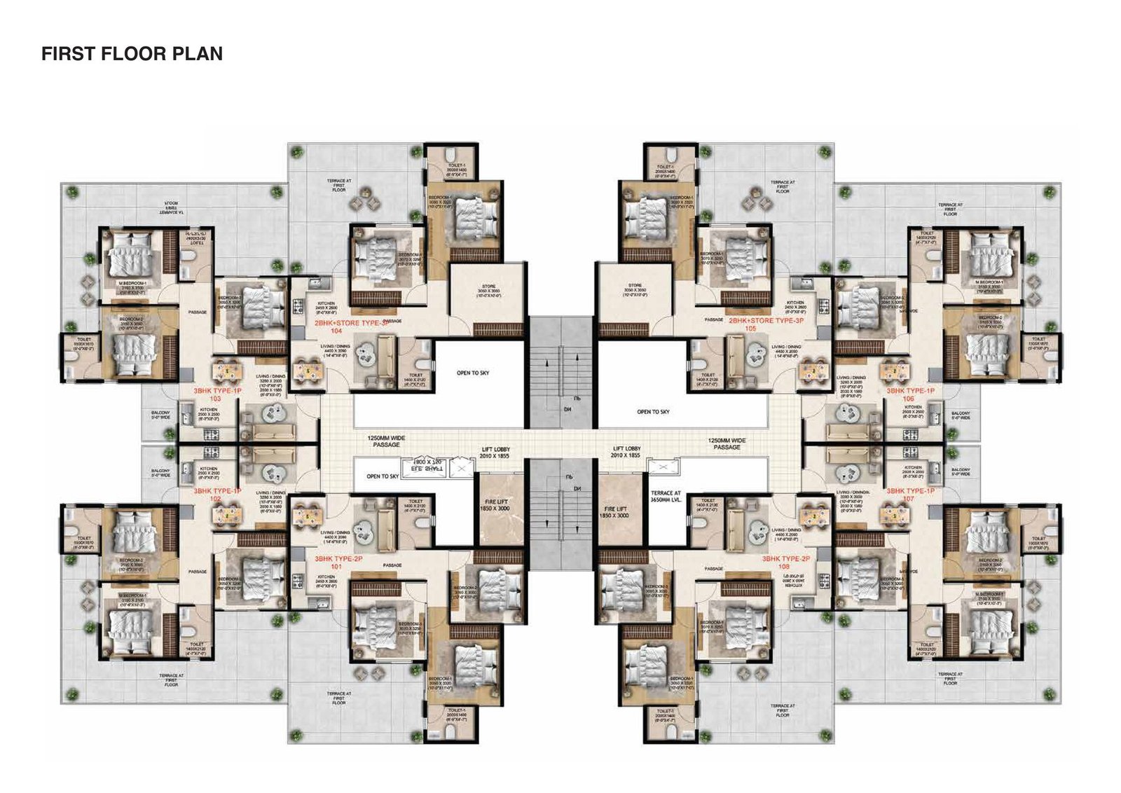 Anantya Sector 110A Faridabad floor plan — First floor plan (tower not specified in the brochure)
