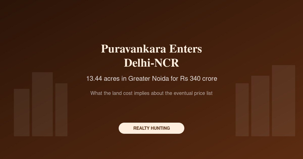Puravankara Enters Delhi-NCR With a Rs 340 Crore Greater Noida Deal