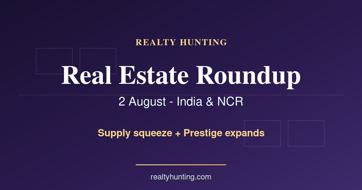 Real Estate News Roundup — 2 August: NCR Supply Squeeze, Prestige Expands