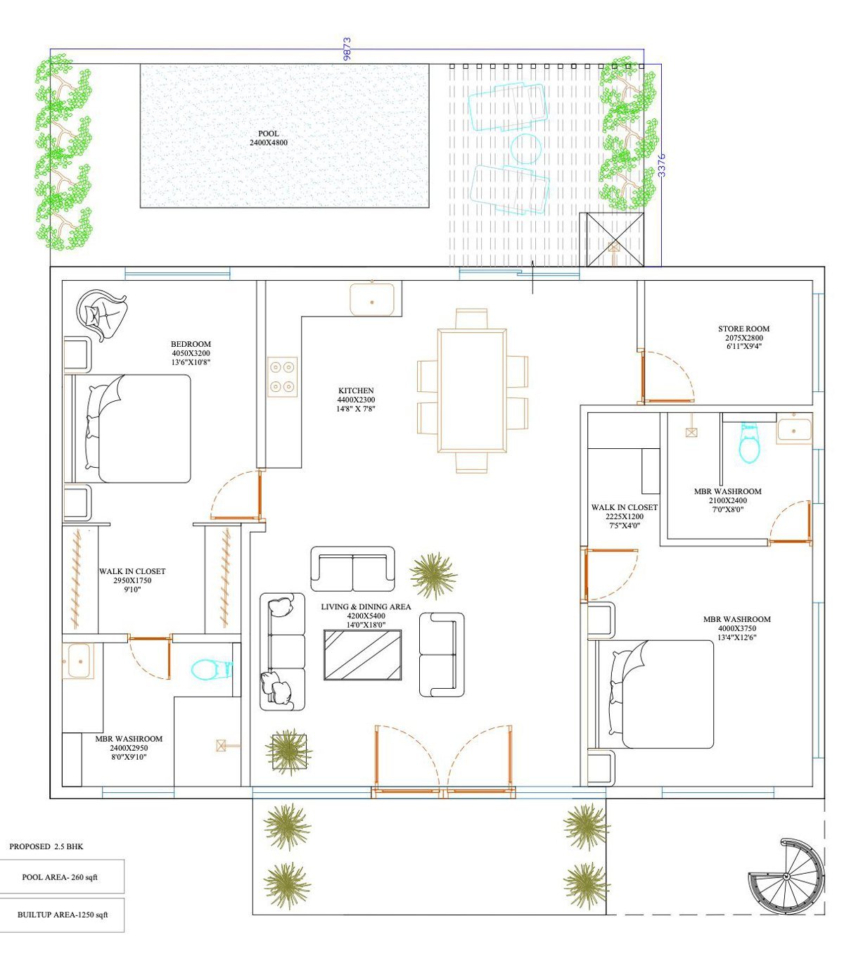 Whispering Woods Naugaon Farmhouse, Farmhouse Near Gurgaon floor plan — 2.5 BHK Farmhouse