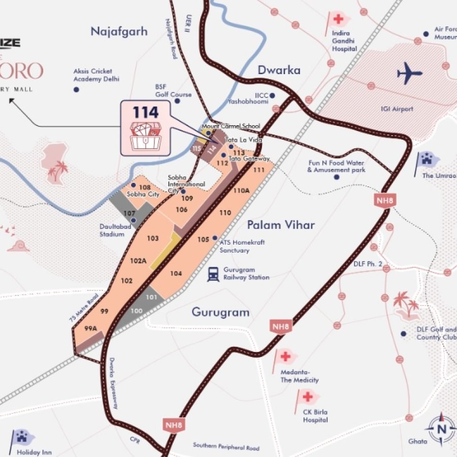 Aarize The Tessoro - Aarize Mall sector 114 Gurgaon location map