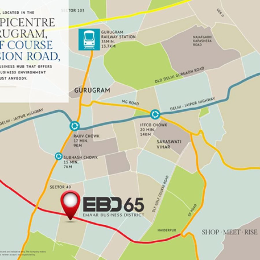 Emaar SCO Plots Sector 65 Gurgaon EBD 65 SCO Location map