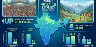 Highest population state in india - Lowest Population state in india