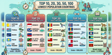 Top 10, 20, 30, 50, 100 Lowest Population Country