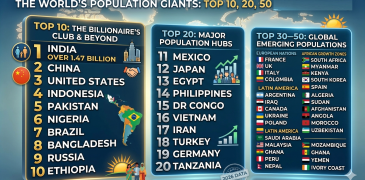 the Most populated country in the World Top 10 , 20, 50