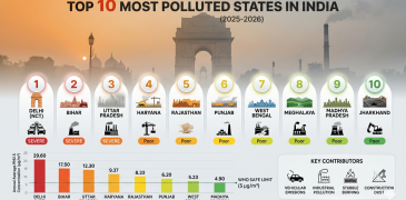 Top 10, 20, 50 Most polluted state in India